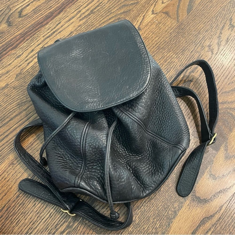 COACH Vintage 90s 2000s Y2K Sonoma Black Pebbled Leather Drawstring Backpack